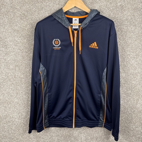 adidas Other - Adidas Nations Basketball Athleisure Full Zip Hoodie Blue Polyester Men's‎ 2XL